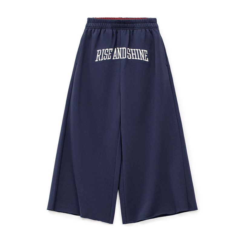 MADEN Damen Weite Bein Cropped Jogginghose