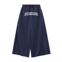 MADEN Damen Weite Bein Cropped Jogginghose