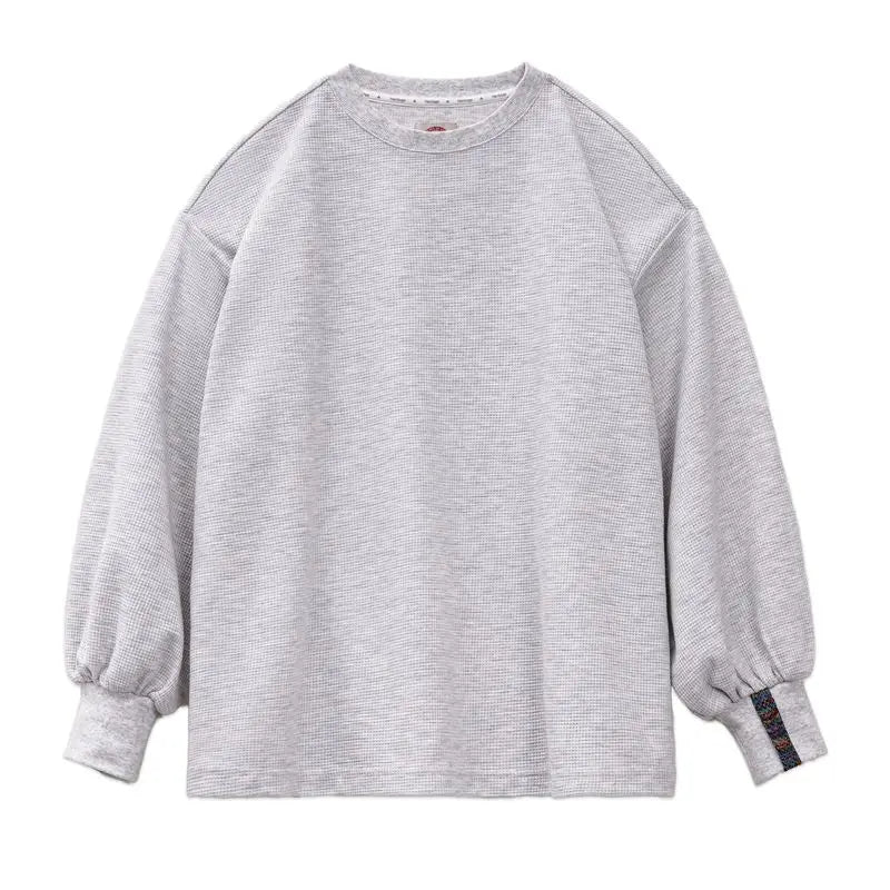 MADEN Damen-Sweatshirt mit Waffelstrick und Laternenärmeln 
