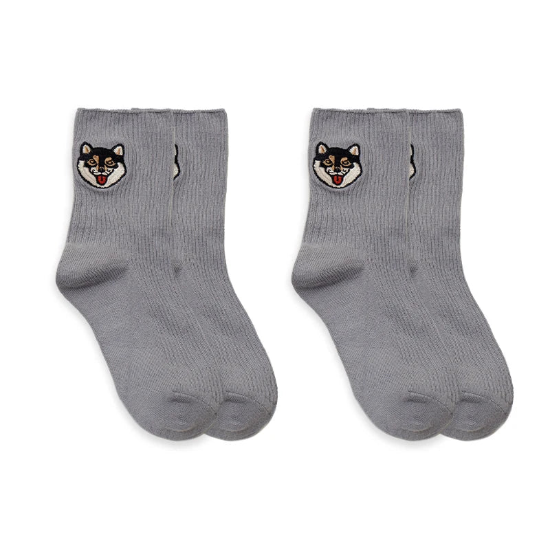 MADEN Niedliche Katze & Hund bestickte Socken