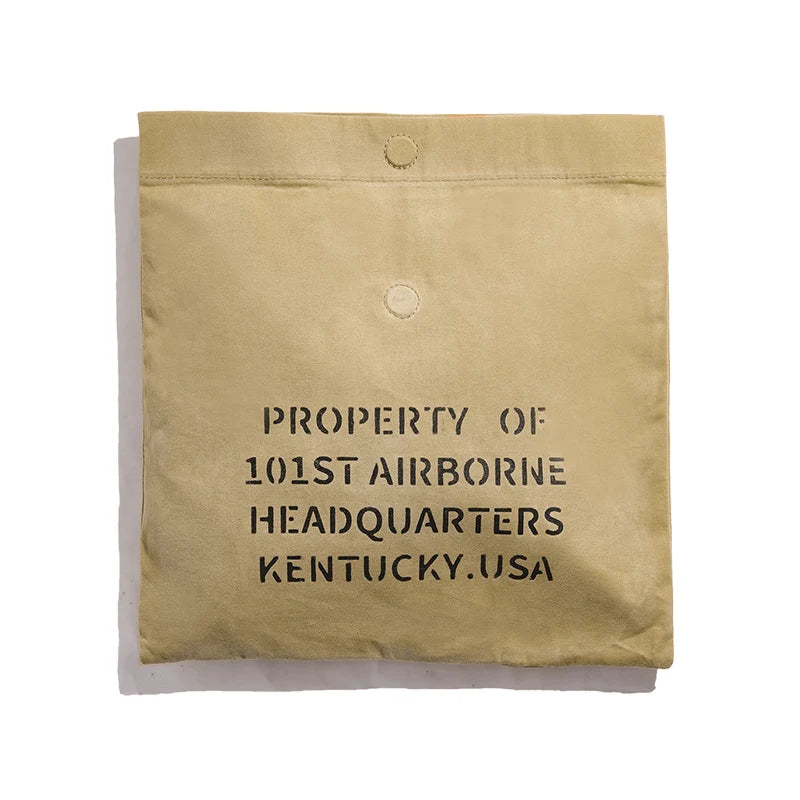 Bolso de mano para hombre MADEN de lona encerada con aceite – Cartera sobre vintage caqui con cierre magnético