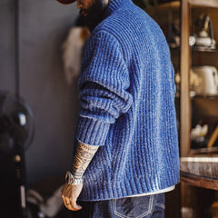 MADEN Blauer Cardigan mit Stehkragen