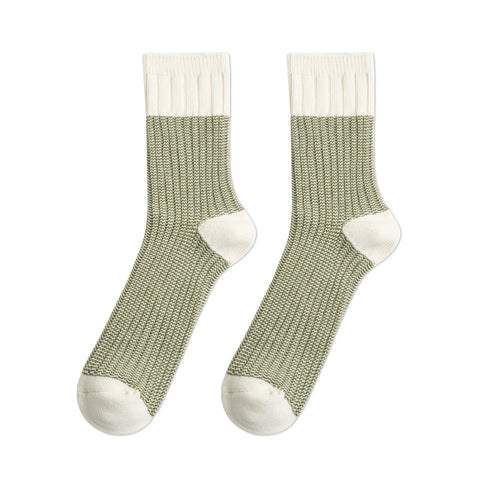 MADEN Contrast Knitted Mid-Calf Socks – Breathable Splice Long Socks