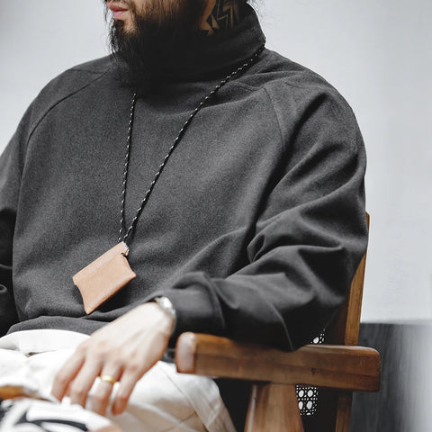 Camiseta de manga larga cálida de forro polar reversible de 280 g con cuello alto MADEN para hombre, camisa interior de otoño e invierno 2023 con cuello de tortuga