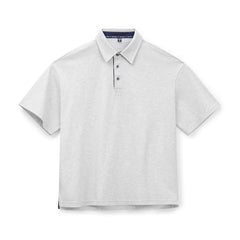 MADEN Herren Polo mit Steinmuster und Knöpfen