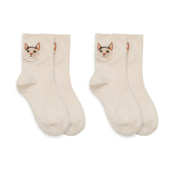MADEN Niedliche Katze & Hund bestickte Socken