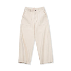 MADEN Damen Weite Weiße Schwergewicht Baumwoll Cargo Jeans