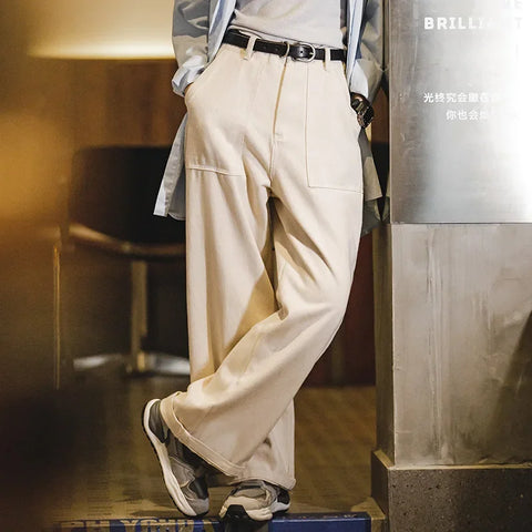 MADEN Women’s Baggy White Cargo Jeans