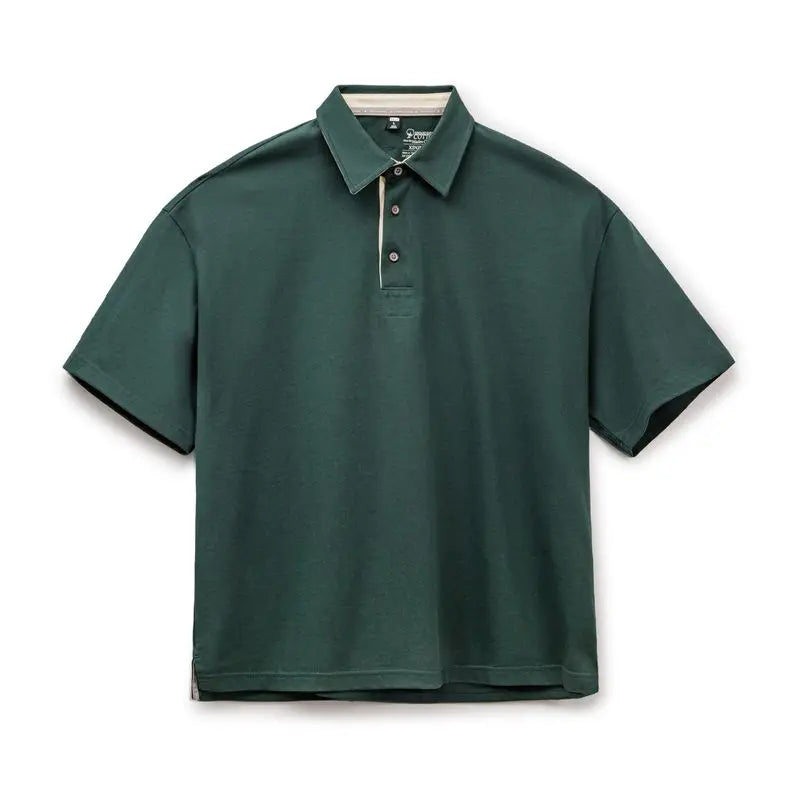MADEN Herren Polo mit Steinmuster und Knöpfen