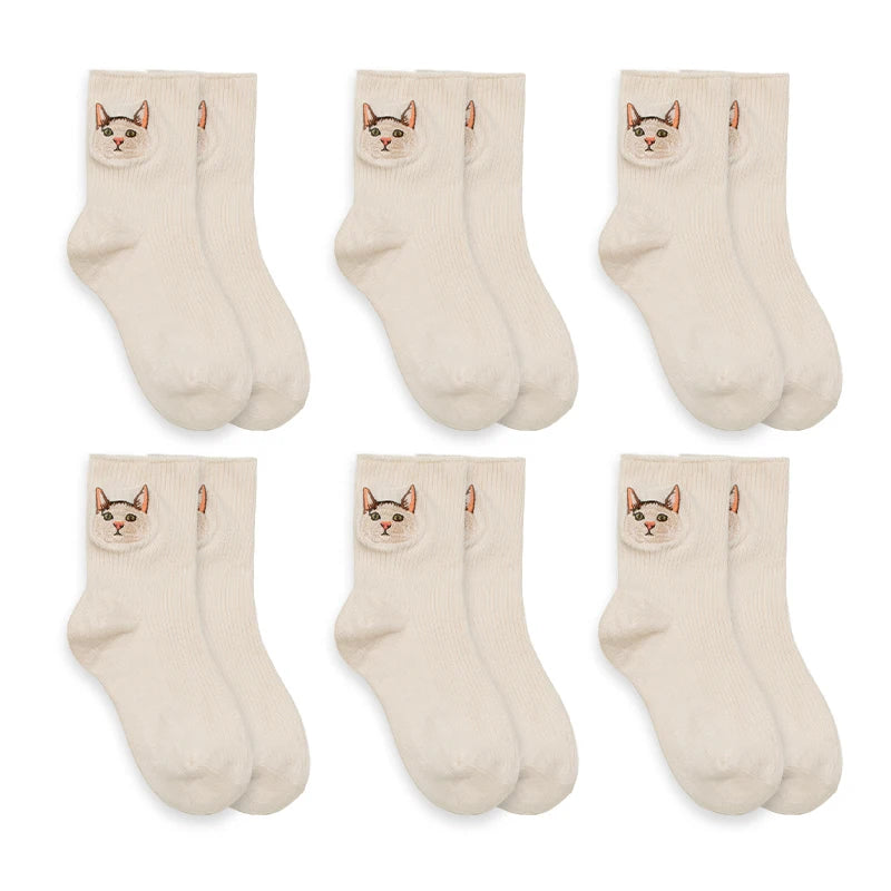 MADEN Niedliche Katze & Hund bestickte Socken