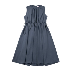 MADEN Damen Leinenmischung Ärmelloses Maxikleid
