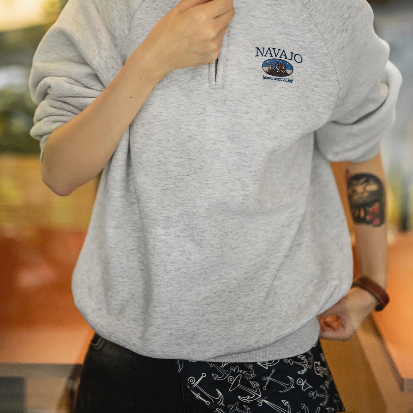 MADEN Damen-Pullover mit halbem Reißverschluss, warm gefüttert, dick, lässig, Polokragen, Langarm, Herbst-Winter-Kleidung 