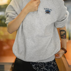 MADEN Sweatshirt mit halbem Reißverschluss und Fleecefutter