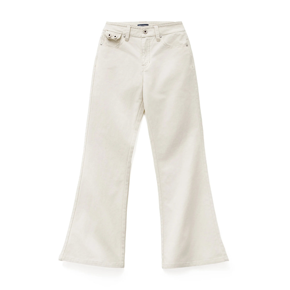 MADEN Damen Freizeithose, mittelhoch geschnitten, vielseitig, beige, 100 % Baumwolle, schmale Passform, ausgestellt, Herbst 