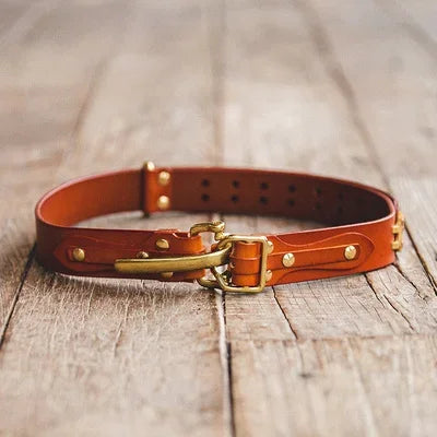 MADEN Full-Grain Leather Belt Brass Buckle