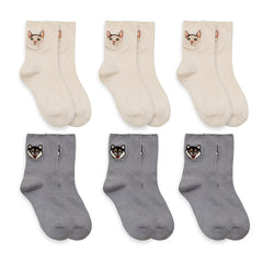MADEN Niedliche Katze & Hund bestickte Socken