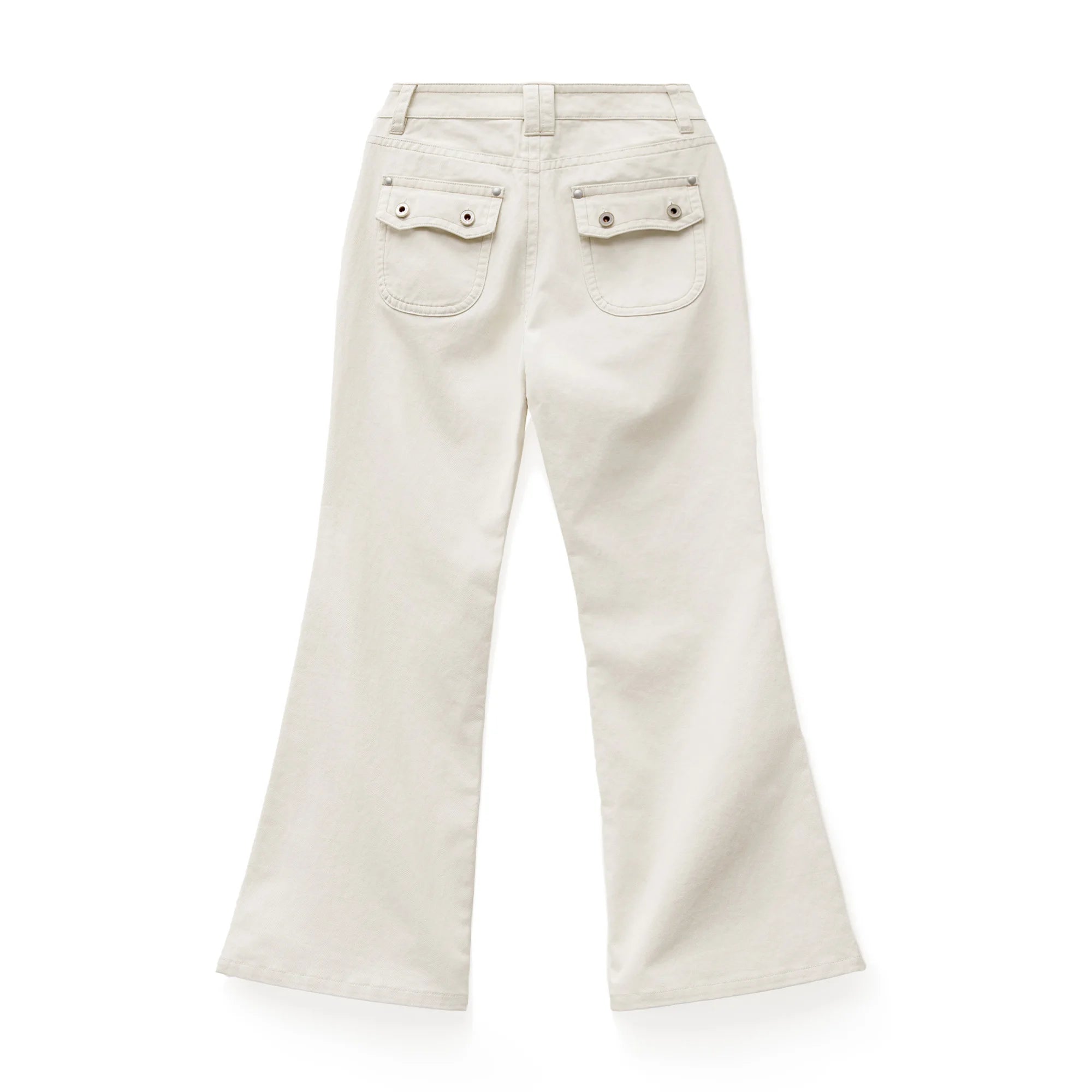 MADEN Damen Freizeithose, mittelhoch geschnitten, vielseitig, beige, 100 % Baumwolle, schmale Passform, ausgestellt, Herbst 