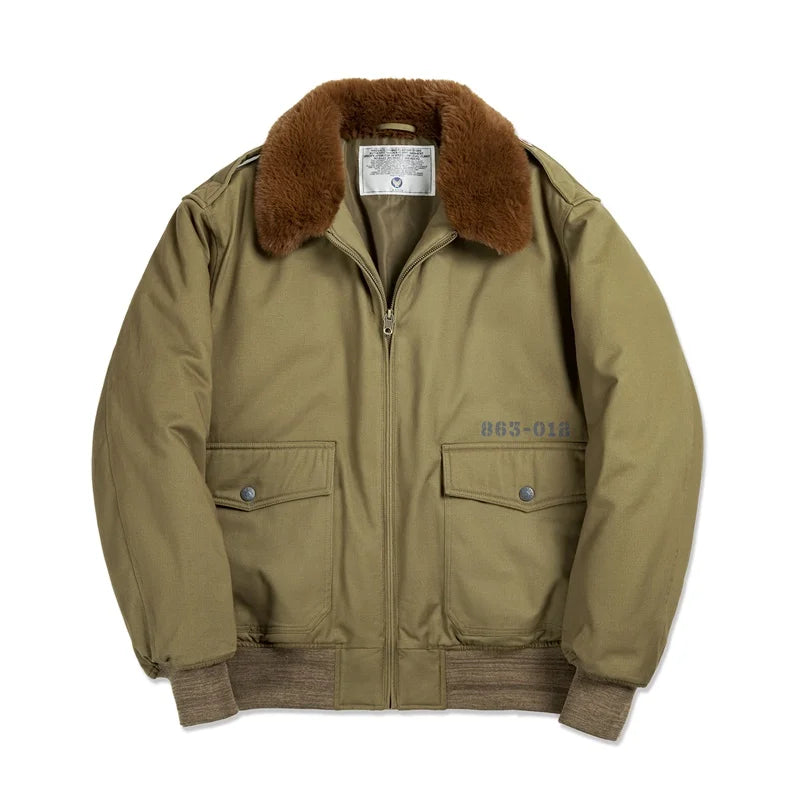 MADEN Men’s Vintage B10 Bomber Jacket Fur Collar