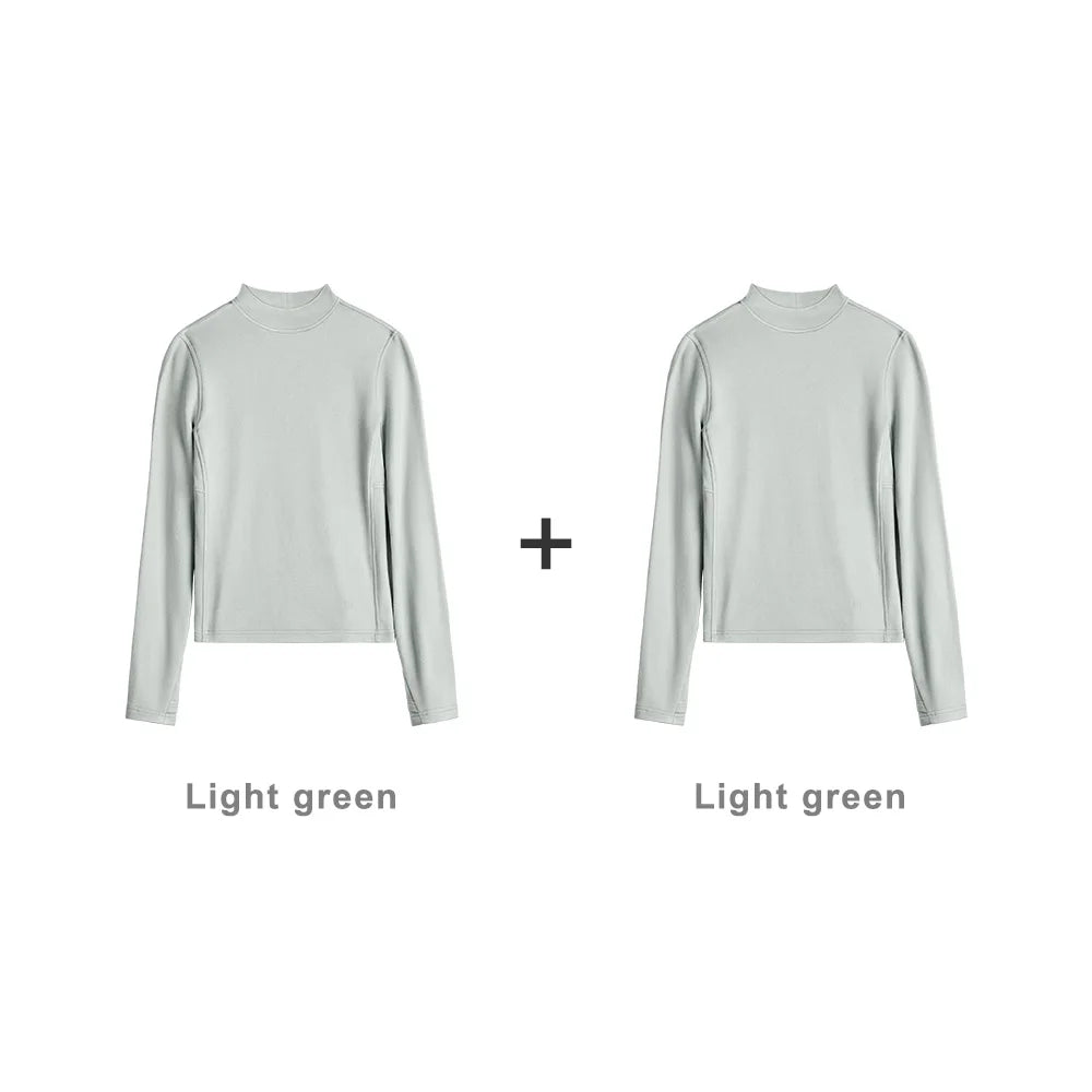 MADEN Damen Fleece-Oberteil mit Stehkragen und Thermofunktion