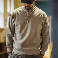 MADEN Half-Button Pullover Henley Sweatshirt