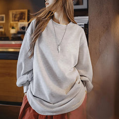 MADEN Damen-Sweatshirt mit Waffelstrick und Laternenärmeln 