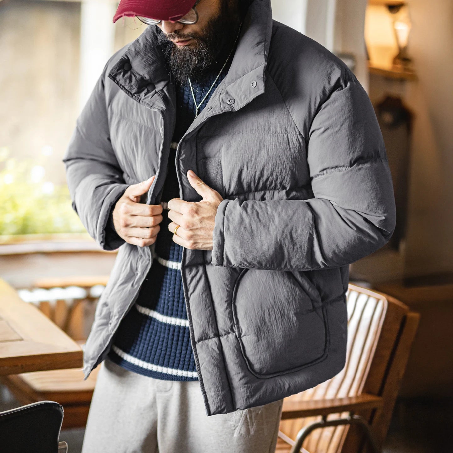 MADEN Vintage Steppjacke mit Raglanärmeln