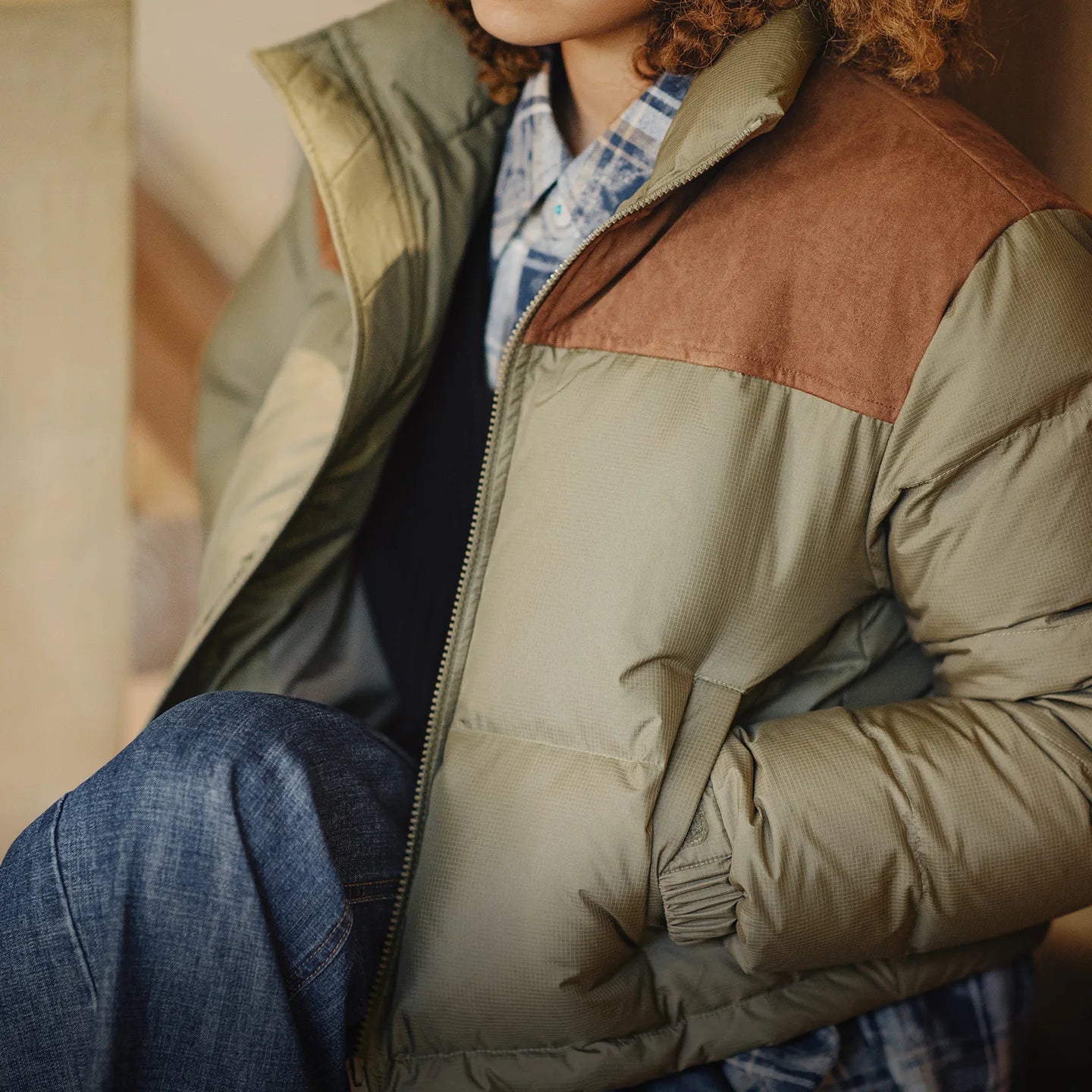 Chaqueta corta de plumón para mujer MADEN 90% plumón de pato cálida gruesa corta acolchada parche de ante retro cuello alto ropa de abrigo de invierno