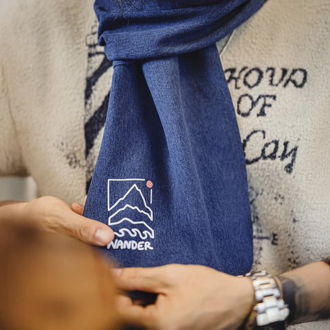 MADEN 남성용 인쇄 스카프 긴 숄 가을 겨울 따뜻하고 가벼운 얇은 목도리 부드럽고 편안한 감싸는 네이비 블루