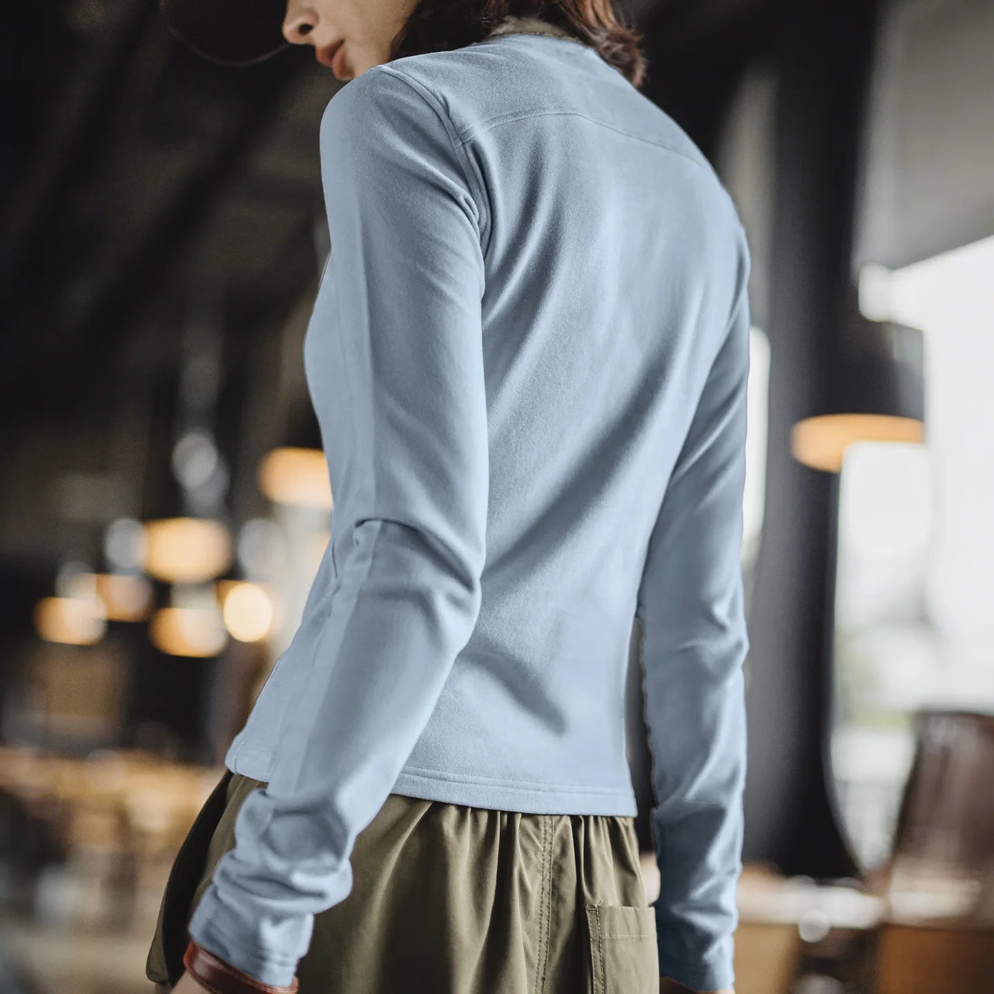 MADEN Damen Fleece-Oberteil mit Stehkragen und Thermofunktion