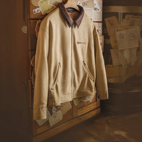 MADEN Damen-Wildlederjacke, Winterwarmer, weicher Plüschmantel, Freizeit- und Arbeitsjacke mit Quastenverzierungen 