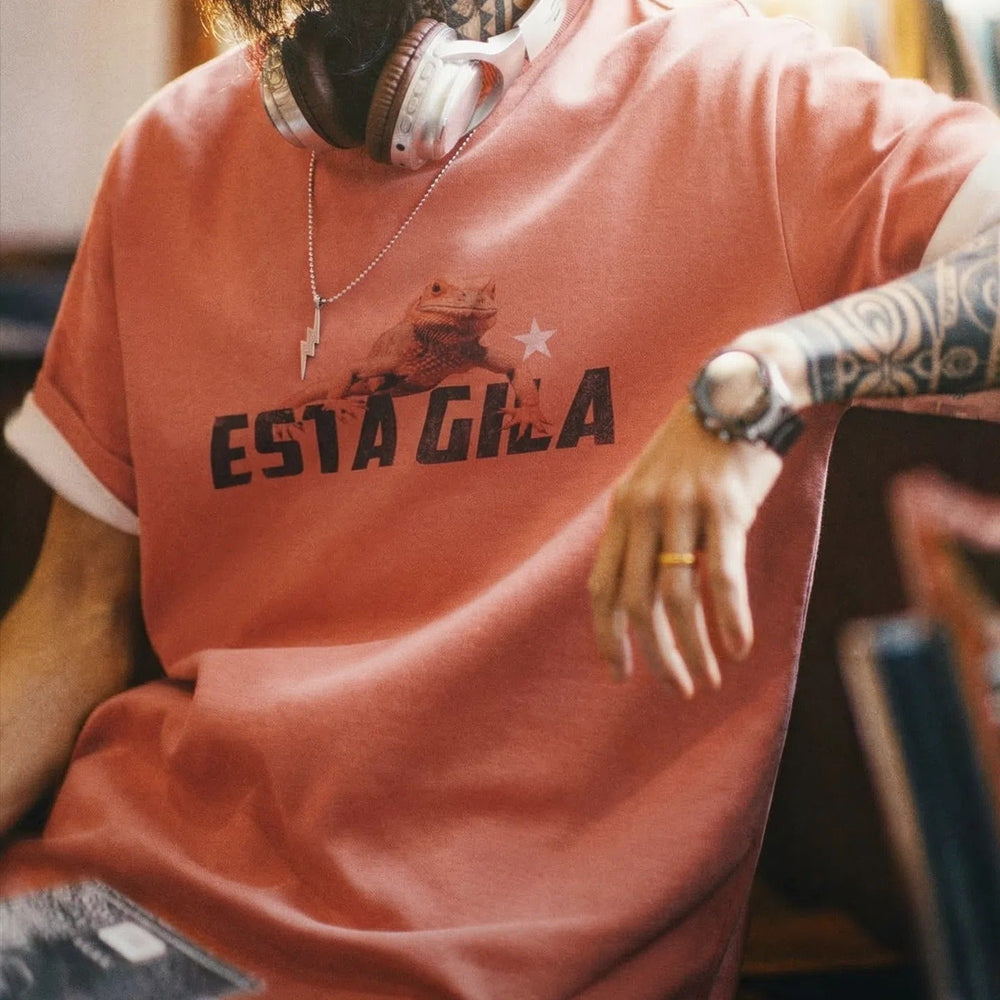 MADEN Vintage Letter Print Heavyweight T-Shirt