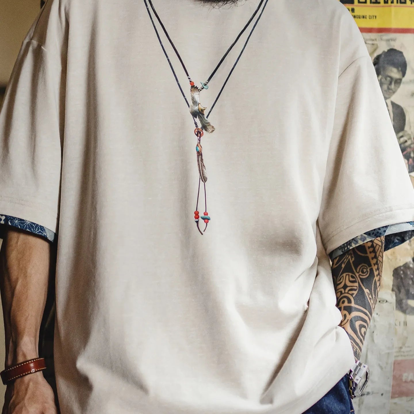 MADEN Patchwork Print Knit T-Shirt