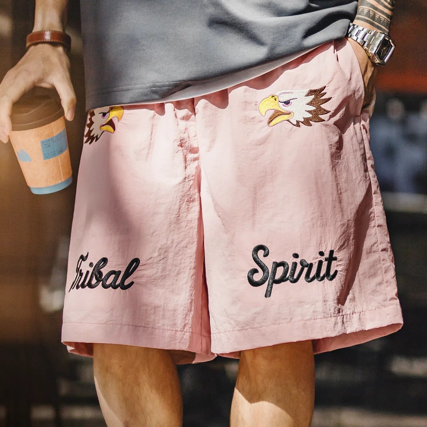 MADEN Tribal Embroidery Beach Shorts