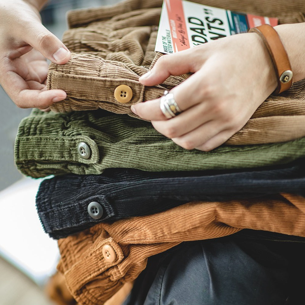 MADEN Herren Schwergewicht Baumwoll Cordhose mit geradem Bein