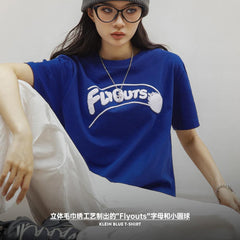Camiseta de algodón oversize azul Klein para mujer MADEN