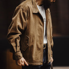 MADEN Herren Cord Harrington Jacke mit Stehkragen