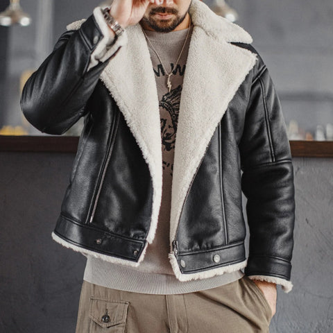 MADEN メンズ G1 飛行服 冬用 厚手 暖かい シェルパ裏地 バイク用上着 カジュアル外套