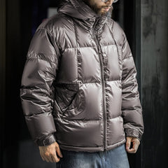 MADEN Herren Glänzende Daunenjacke mit Kapuze