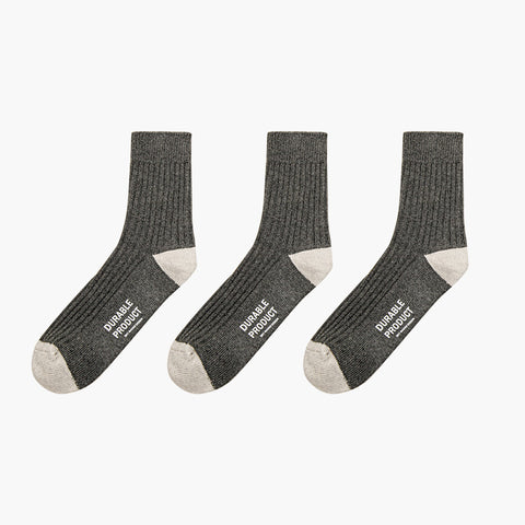 Maden Men's Breathable  Socks Casual Contrasting Color Knitted Mid-calf Socks Three-color Pit Thick  Warm Line Long Socks