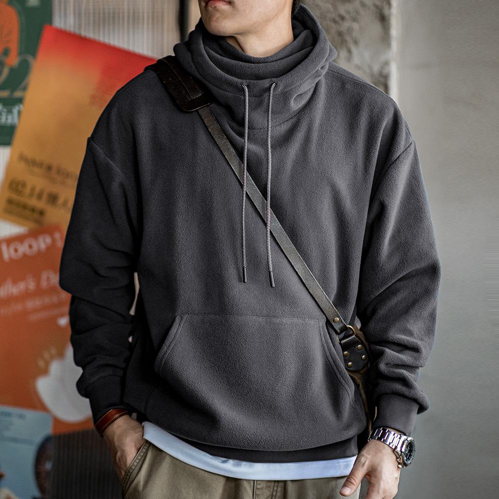 Sudadera con capucha balaclava de forro polar de peso pesado con capa cortaviento para hombre MADEN