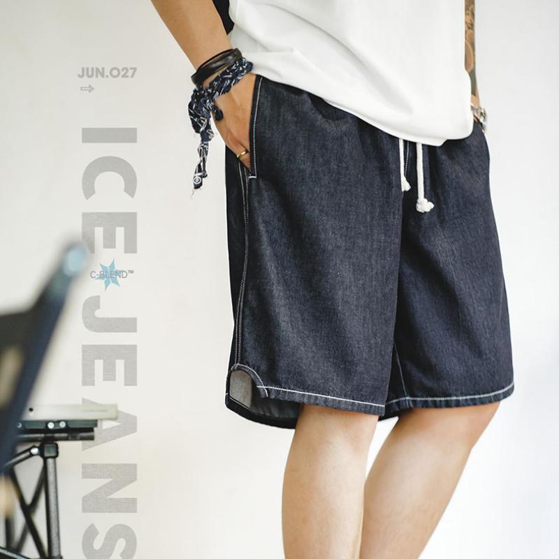 MADEN Herren lockere Denim-Shorts mit Ice-Feel, lässig