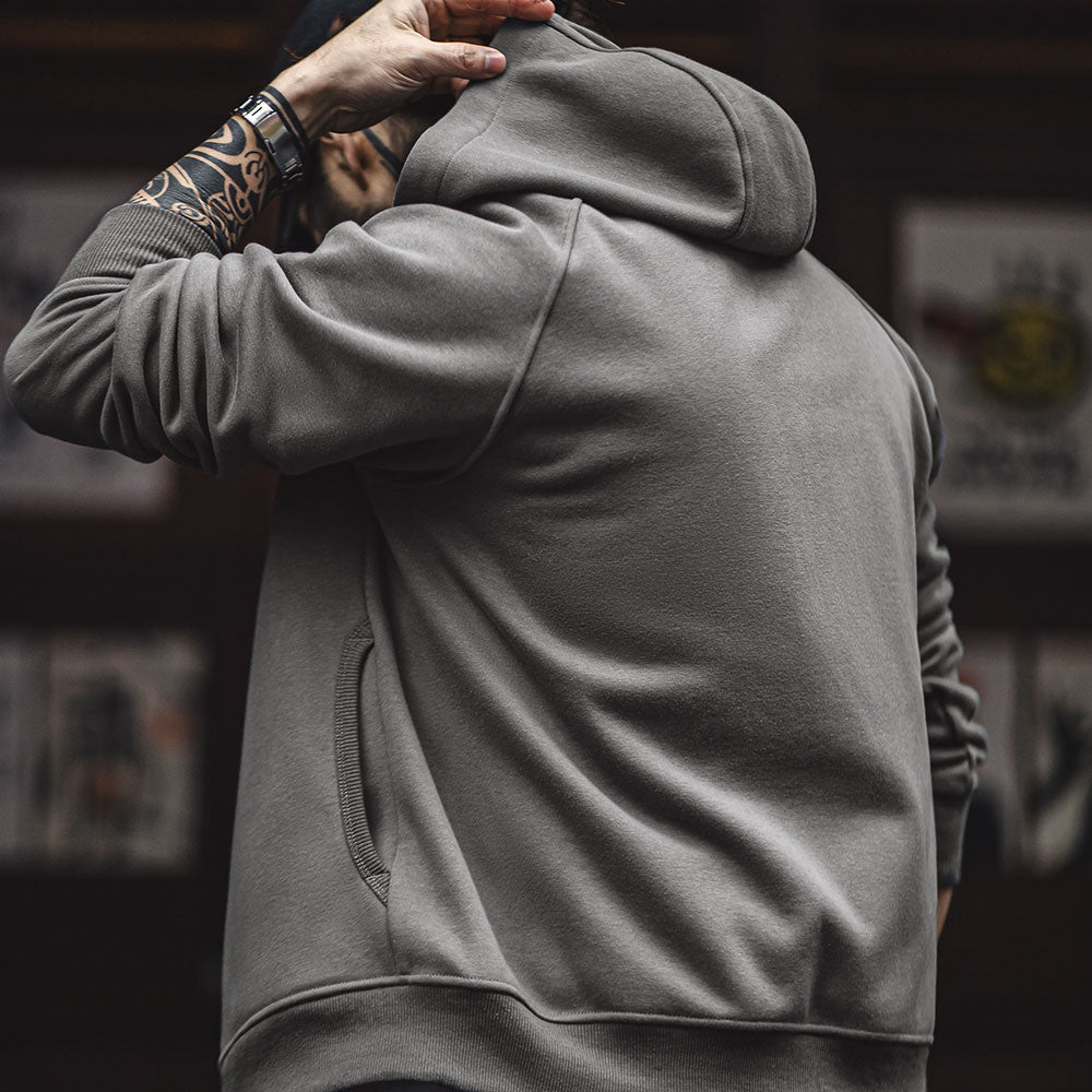 MADEN Grauer Kapuzenpullover – Polar Fleece