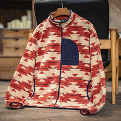 MADEN Navajo Fleece Jacke mit Reißverschluss