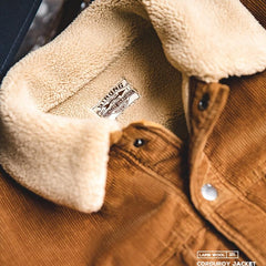 MADEN Herren Cord Sherpa Gefütterte Trucker Jacke