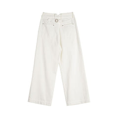 Jeans blancos de mezclilla para mujer MADEN - hebilla trasera
