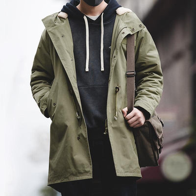 MADEN Herren Retro M51 Fishtail Mantel – Dicke Parkajacke mit Kapuze 