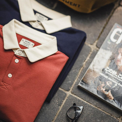 Polo rétro à manches longues en maille MADEN - Style preppy 