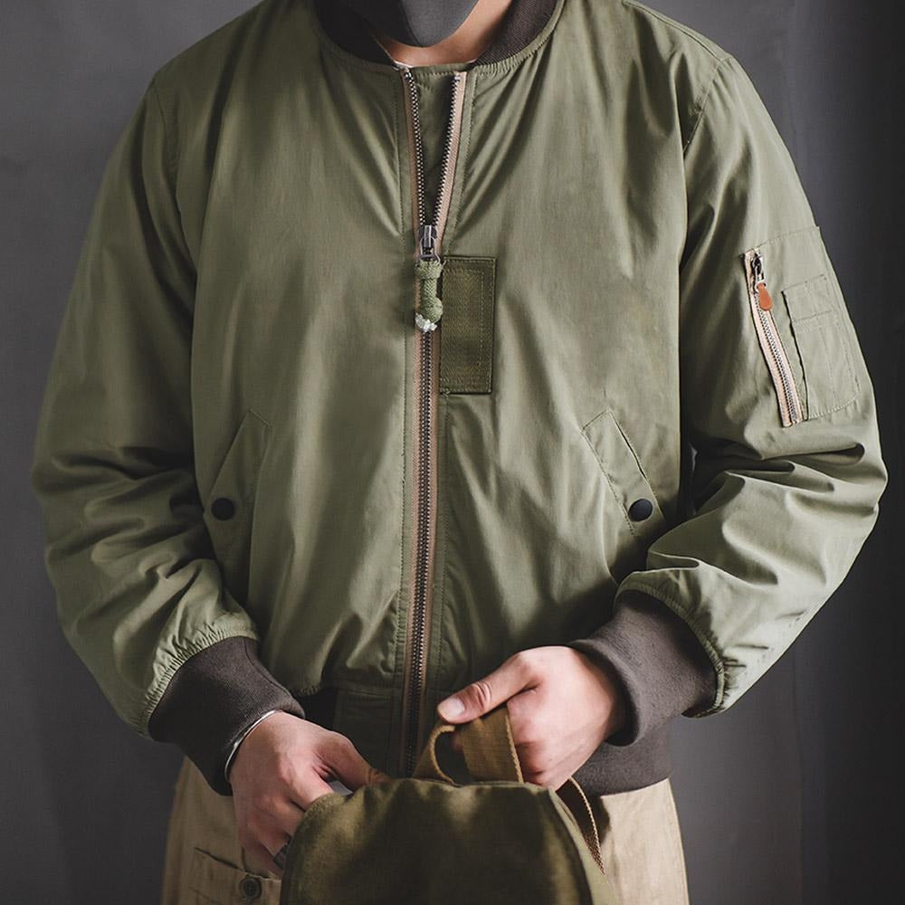 MADEN Retro MA1 Bomber Jacket – Thickened Baseball Flight Coat with Inner Pocket for Men