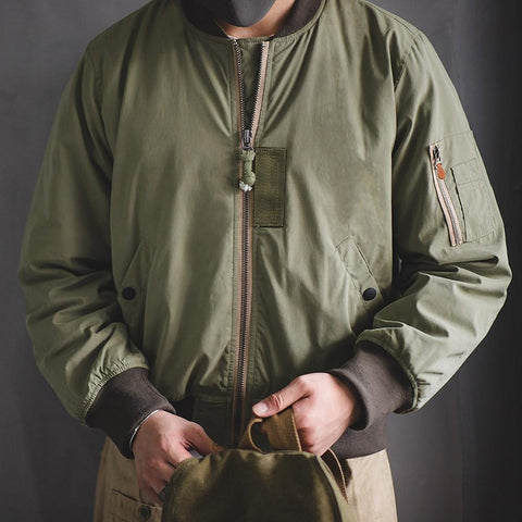 MADEN Retro MA1 Bomber Jacket – Thickened Baseball Flight Coat with Inner Pocket for Men