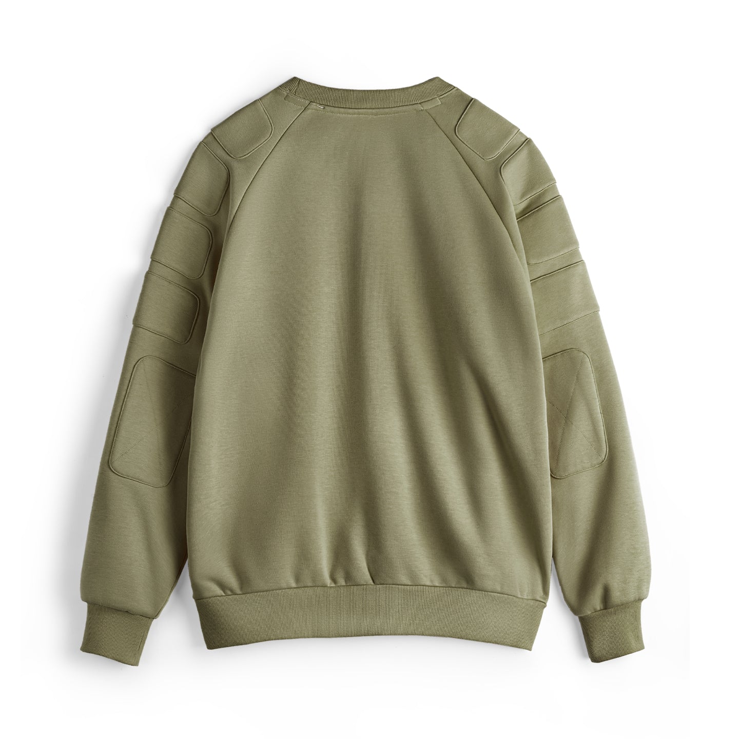 MADEN Fleecegefüttertes olivgrünes Sweatshirt mit Rundhalsausschnitt